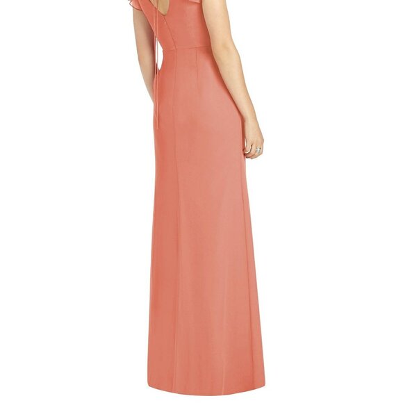 After six 6810..Ruffled Sleeve Mermaid Dress w/ Front Slit...Terracotta...Size 8 - Picture 4 of 6